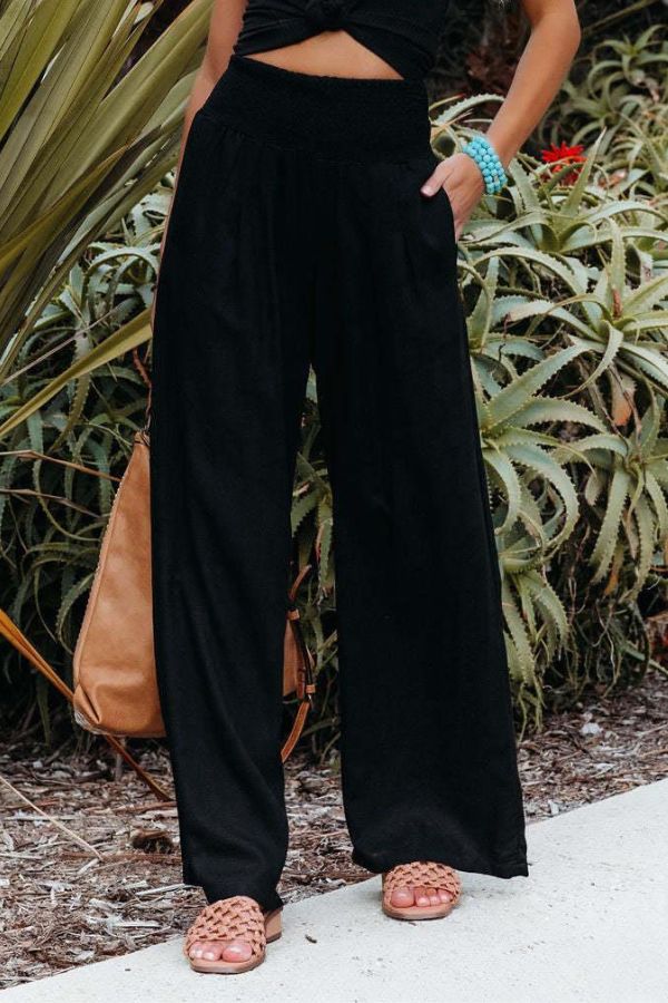 Colette Dubois | Smocked Waist Wide Leg Trousers For Women