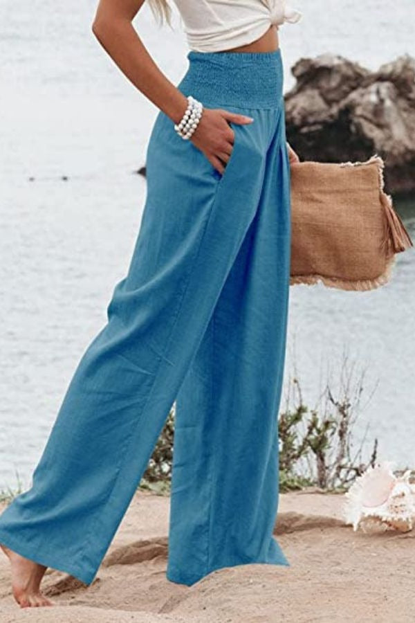 Colette Dubois | Smocked Waist Wide Leg Trousers For Women