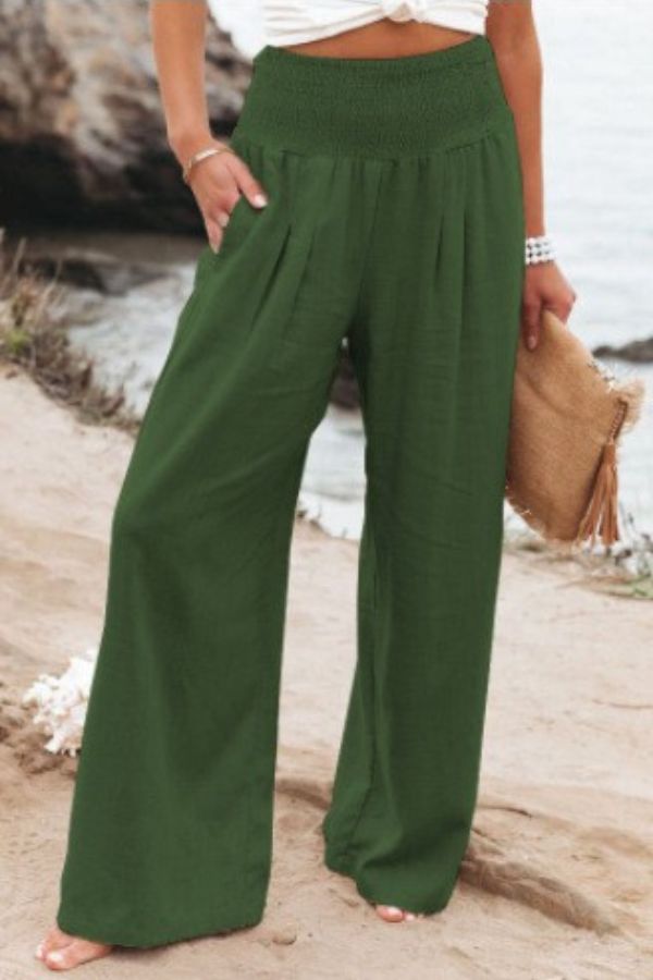 Colette Dubois | Smocked Waist Wide Leg Trousers For Women