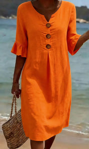 Eleanor Ashford | Casual Button Midi Dress For Women