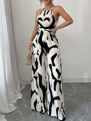 Quinn Hollman | White Printed Halter Jumpsuit For Women