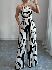 Quinn Hollman | White Printed Halter Jumpsuit For Women