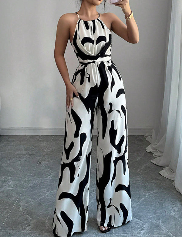 Quinn Hollman | White Printed Halter Jumpsuit For Women