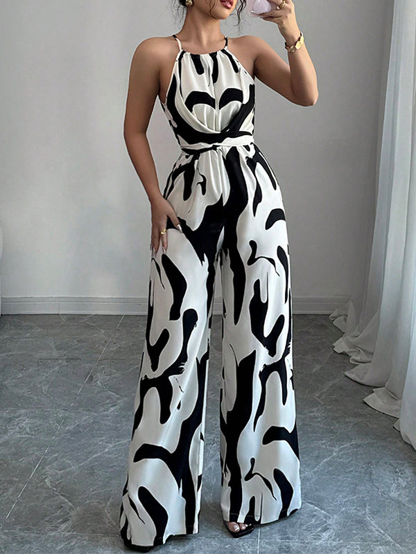 Quinn Hollman | White Printed Halter Jumpsuit For Women