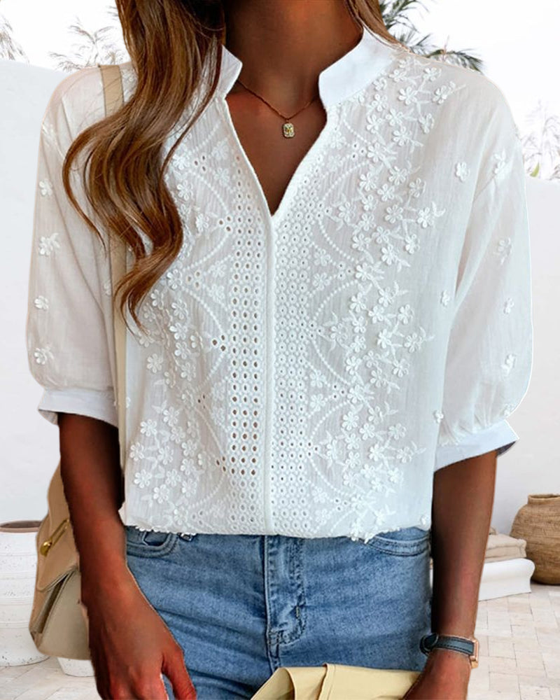 Aurélie Sinclair | Embroidered Lace Blouse For Women