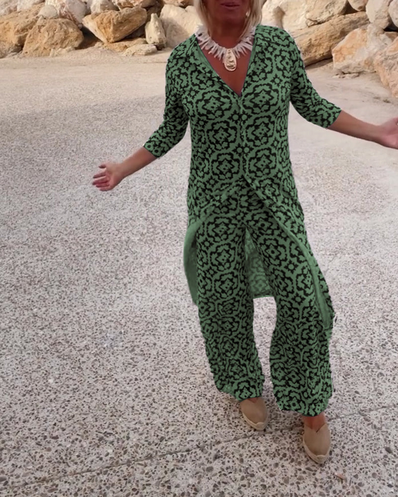 Alyssa Kirk | Printed Two-Piece Tunic Set For Women
