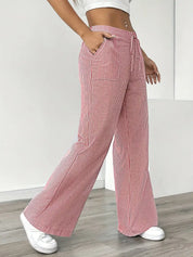 Juliette Morel | Striped Drawstring Wide Leg Trousers For Women