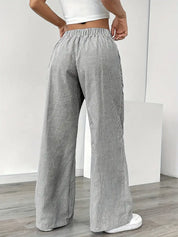 Juliette Morel | Striped Drawstring Wide Leg Trousers For Women