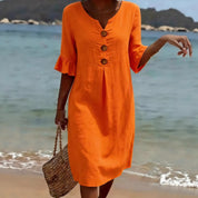 Eleanor Ashford | Casual Button Midi Dress For Women