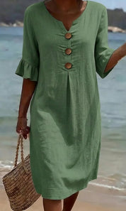 Eleanor Ashford | Casual Button Midi Dress For Women
