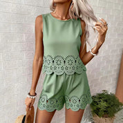 Chloe Beaumont | Broderie Two Piece Shorts Set For Women