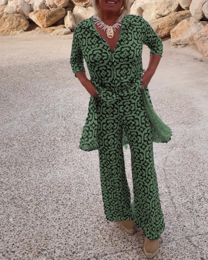 Alyssa Kirk | Printed Two-Piece Tunic Set For Women