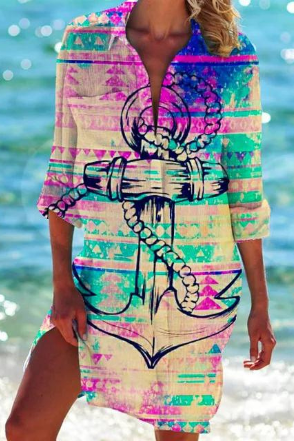 Sophia Bellini | Coastal Print Beach Dress For Women