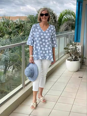 Chelsea Webster | Polka Dot Ruffle Blouse For Women