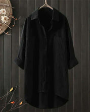 Amélie Laurent | Oversized Linen Longline Shirt For Women