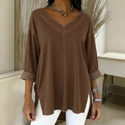 Amelia Kensington | Denim V-Neck Blouse For Women
