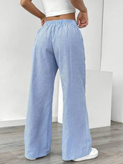 Juliette Morel | Striped Drawstring Wide Leg Trousers For Women