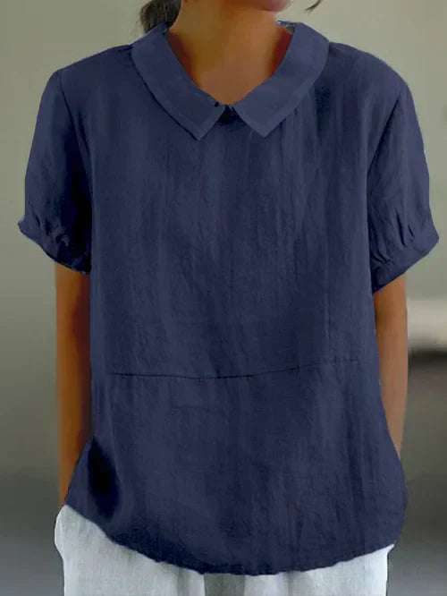 Charlotte Monroe | Casual Linen Collar Blouse For Women