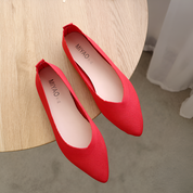 Natalie Fontvielle | Pointed Toe Knit Ballet Flats in Beige