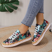 Lucienne Morel | Floral Zip Lace-Up Sneakers For Women