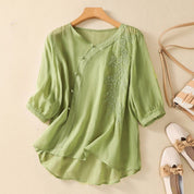 Candice Wallace | Asymmetrical Button Tunic Blouse For Women