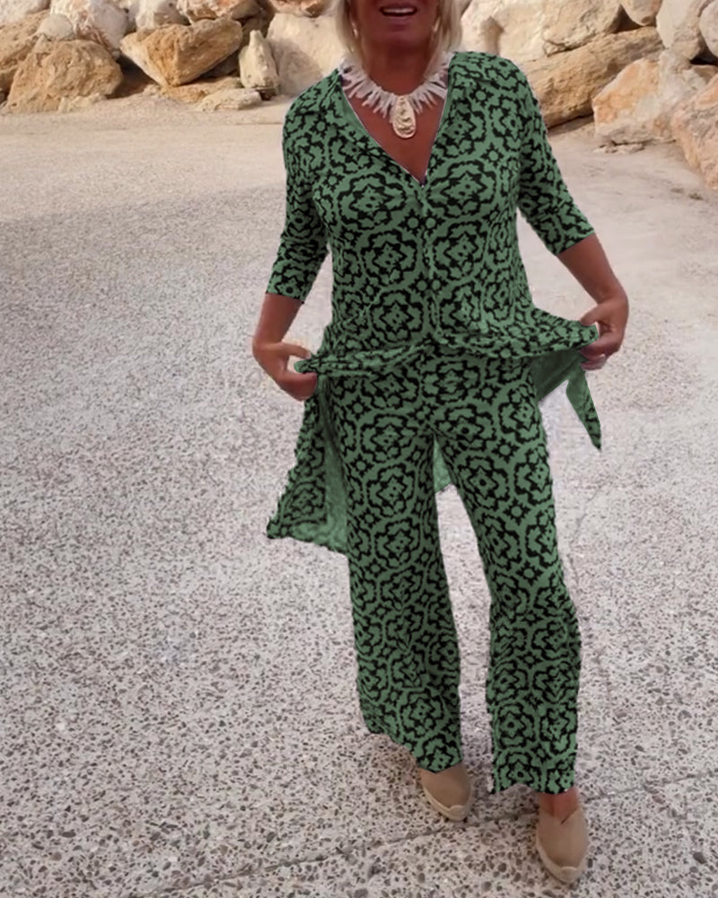 Alyssa Kirk | Printed Two-Piece Tunic Set For Women