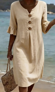 Eleanor Ashford | Casual Button Midi Dress For Women