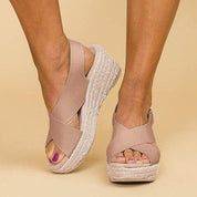 Danielle Lindsey | Wedge Sandals With Cross Straps For Women
