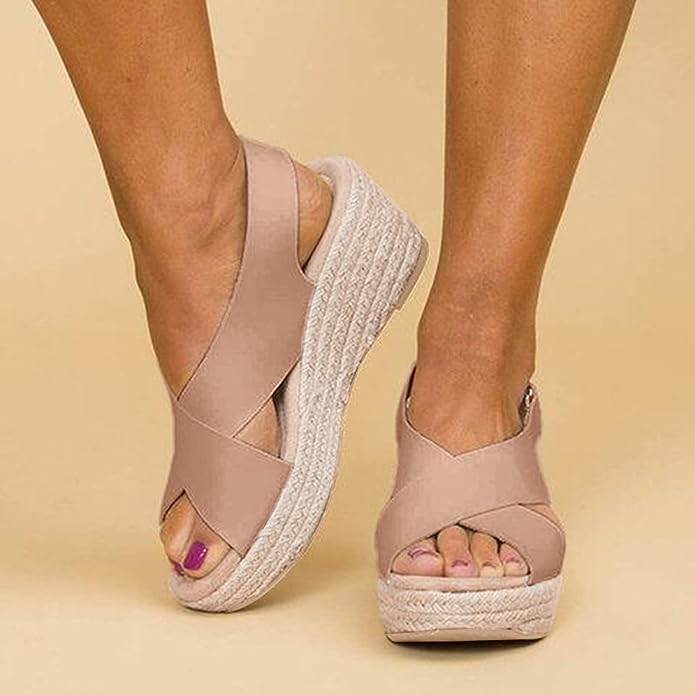Danielle Lindsey | Wedge Sandals With Cross Straps For Women