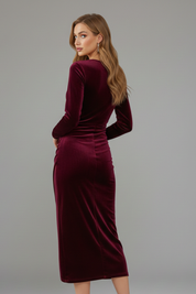 Valentina Moreau | Velvet Wrap Midi Dress For Women