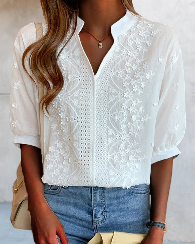 Aurélie Sinclair | Embroidered Lace Blouse For Women