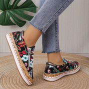 Lucienne Morel | Floral Zip Lace-Up Sneakers For Women