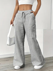Juliette Morel | Striped Drawstring Wide Leg Trousers For Women