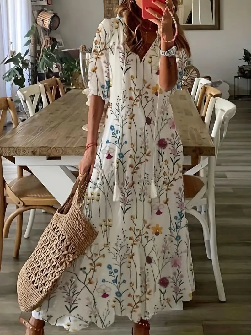 Camille Laurent | Floral Bohemian Maxi Dress For Women