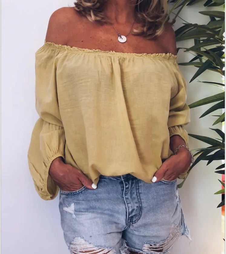 Charlotte Bellini | Off-Shoulder Linen Blouse For Women