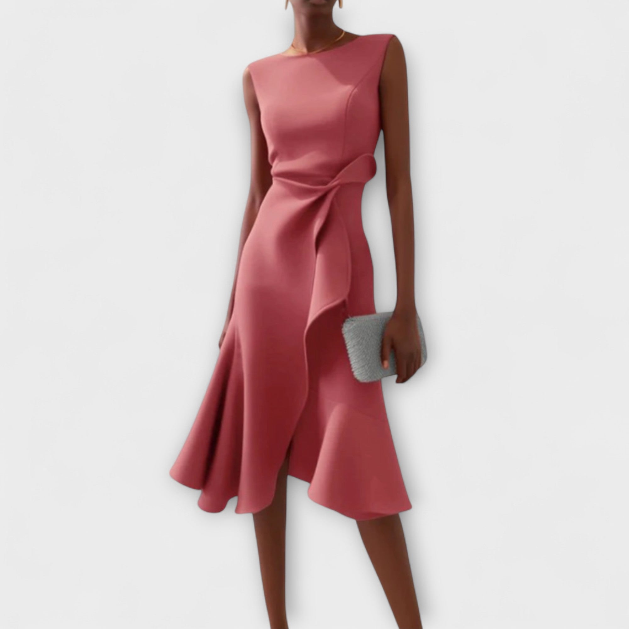 Valentina Rossi | Statement Red Midi Dress For Women