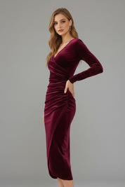 Valentina Moreau | Velvet Wrap Midi Dress For Women