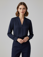 Teagan Hollingsworth | Satin V-Neck Blouse For Women