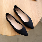 Natalie Fontvielle | Pointed Toe Knit Ballet Flats in Beige