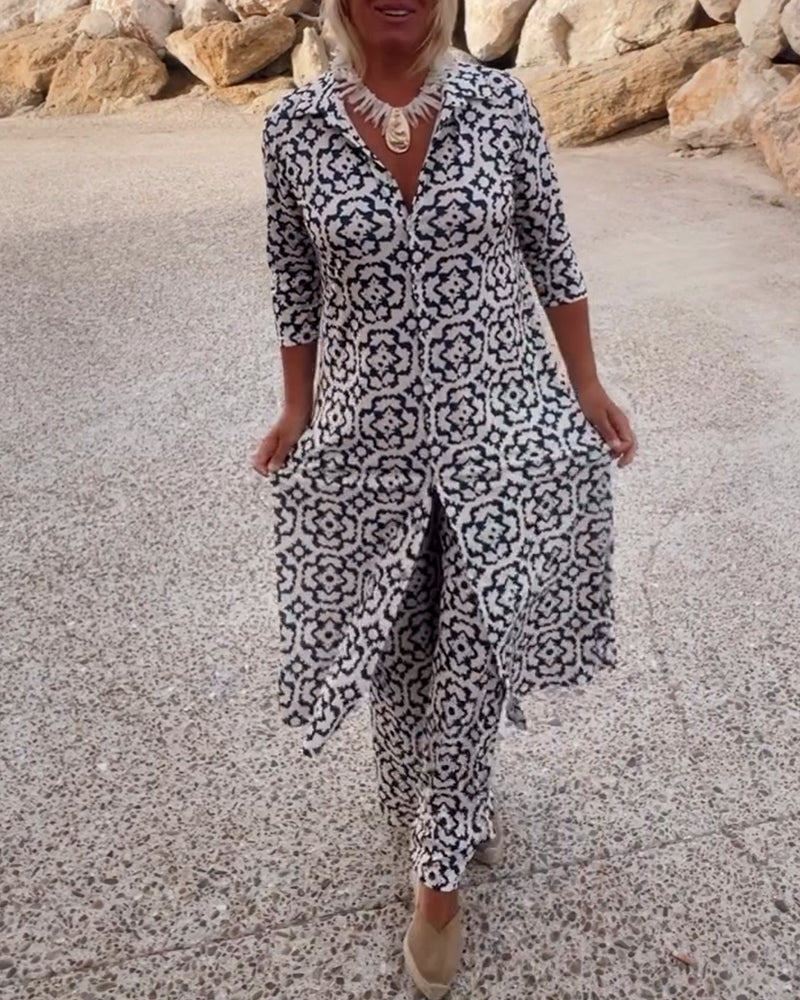 Alyssa Kirk | Printed Two-Piece Tunic Set For Women