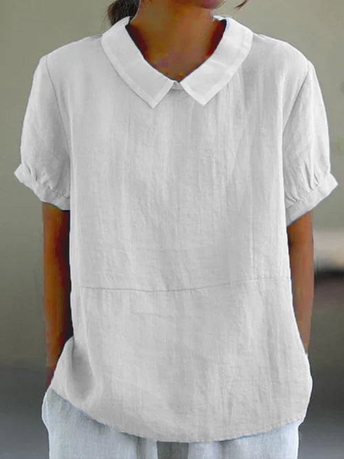 Charlotte Monroe | Casual Linen Collar Blouse For Women