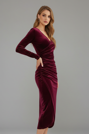 Valentina Moreau | Velvet Wrap Midi Dress For Women