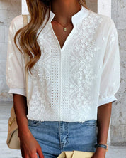 Aurélie Sinclair | Embroidered Lace Blouse For Women