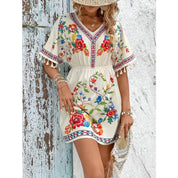 Clara Beaumont | Floral Boho Mini Dress For Women