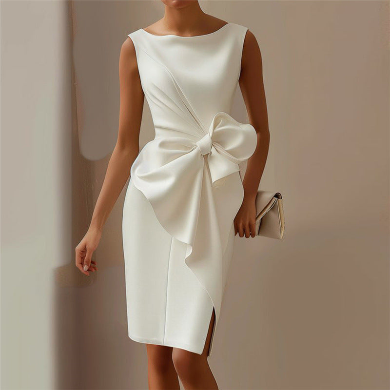 Isabella Whitmore | Elegant Bow Midi Dress For Women