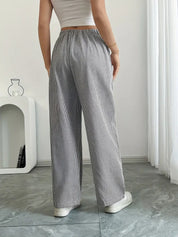 Juliette Morel | Striped Drawstring Wide Leg Trousers For Women