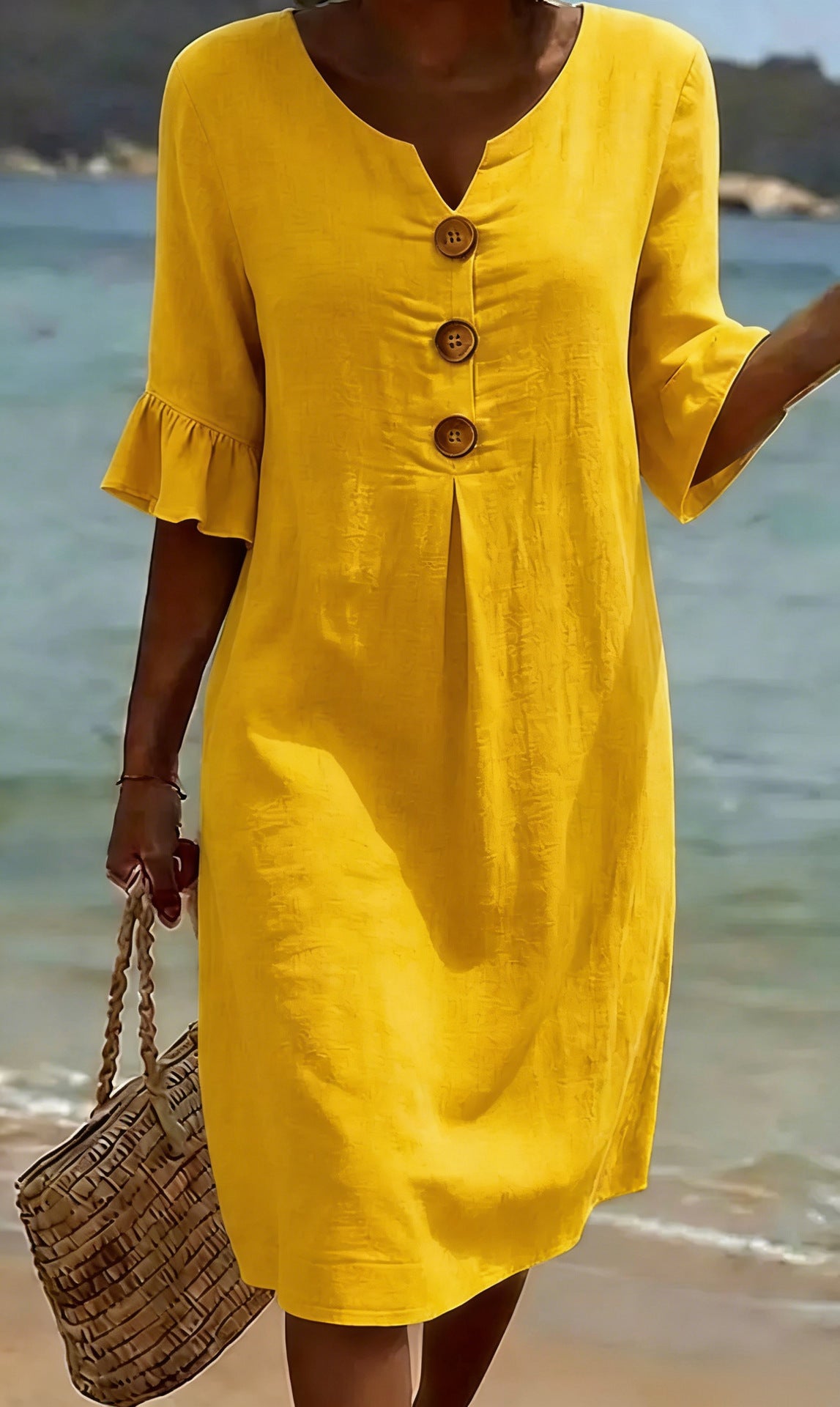 Eleanor Ashford | Casual Button Midi Dress For Women