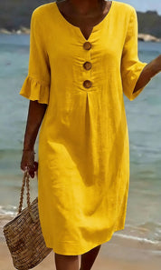 Eleanor Ashford | Casual Button Midi Dress For Women