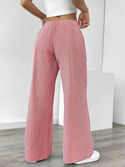 Juliette Morel | Striped Drawstring Wide Leg Trousers For Women