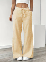 Juliette Morel | Striped Drawstring Wide Leg Trousers For Women